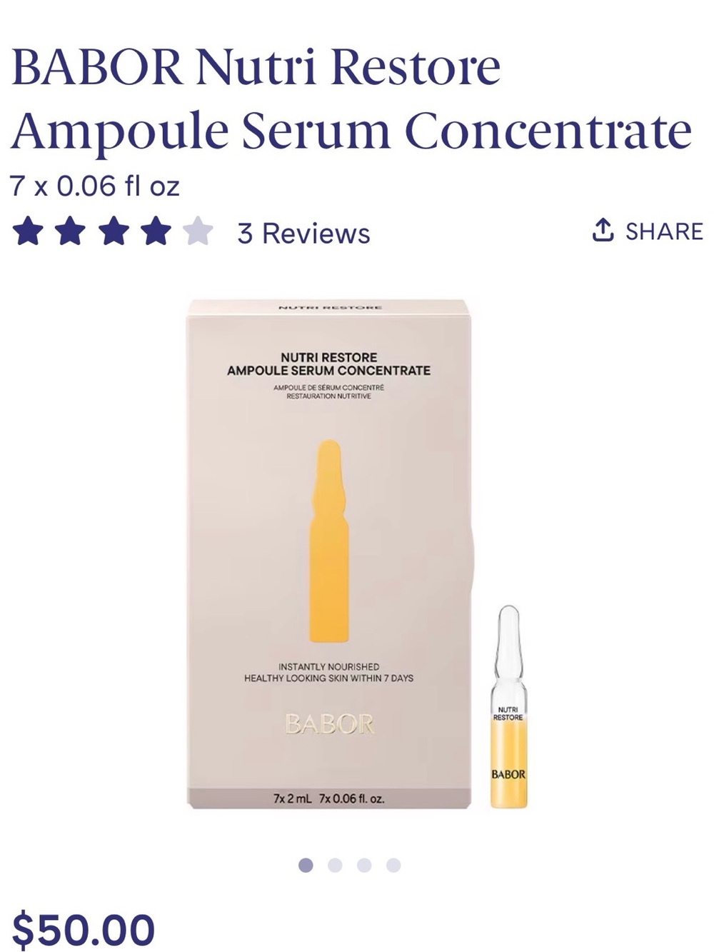 NIB Nutri Restore Daily Ampoule Set - Yellow Nourishing Facial Serum